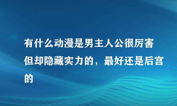 有什么动漫是男主人公很厉害但却隐藏实力的，最好还是后宫的