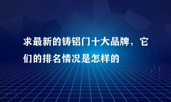 求最新的铸铝门十大品牌，它们的排名情况是怎样的