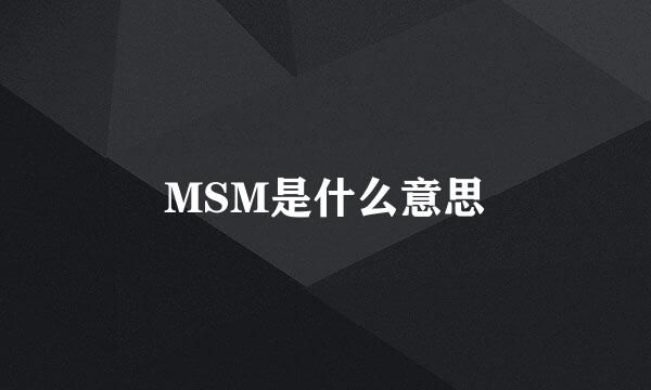 MSM是什么意思