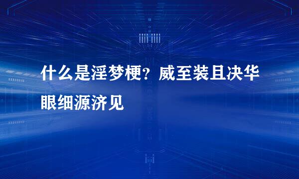 什么是淫梦梗？威至装且决华眼细源济见