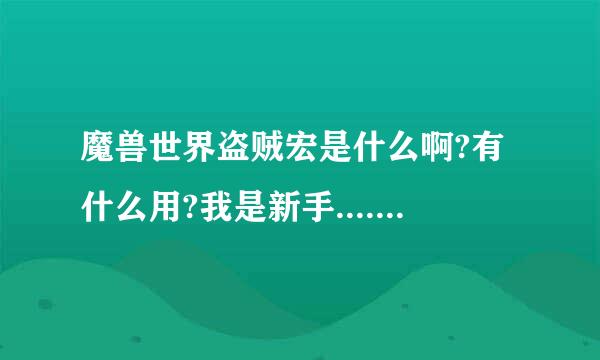 魔兽世界盗贼宏是什么啊?有什么用?我是新手....要怎么做宏