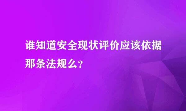 谁知道安全现状评价应该依据那条法规么？