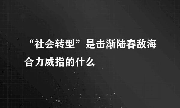 “社会转型”是击渐陆春敌海合力威指的什么