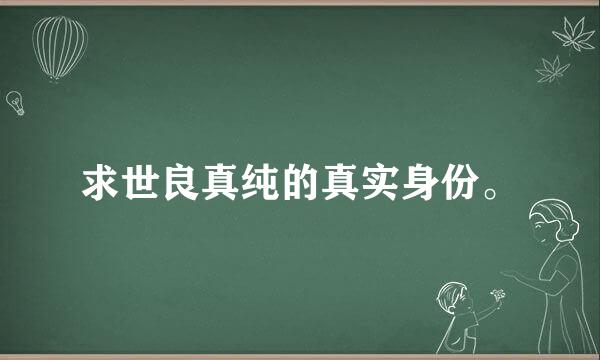 求世良真纯的真实身份。