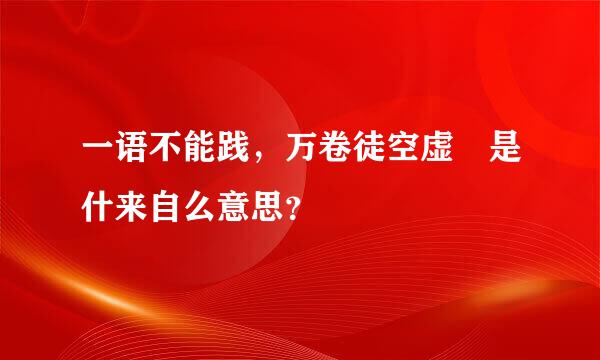 一语不能践，万卷徒空虚 是什来自么意思？