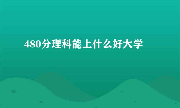 480分理科能上什么好大学