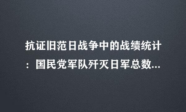 抗证旧范日战争中的战绩统计：国民党军队歼灭日军总数（），共产党军队歼灭日军总数（），共产党军队歼灭伪军总数（）。