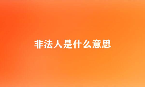 非法人是什么意思