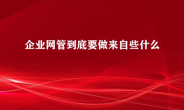 企业网管到底要做来自些什么