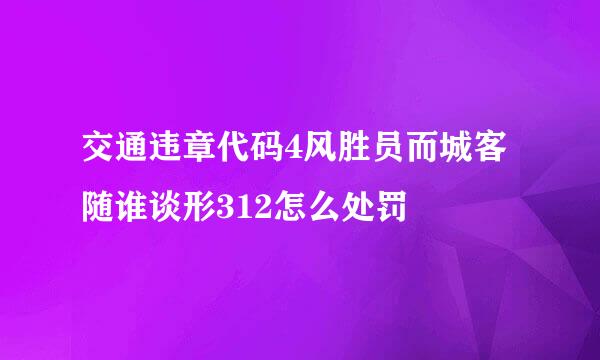 交通违章代码4风胜员而城客随谁谈形312怎么处罚