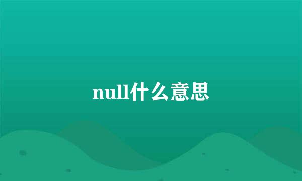 null什么意思