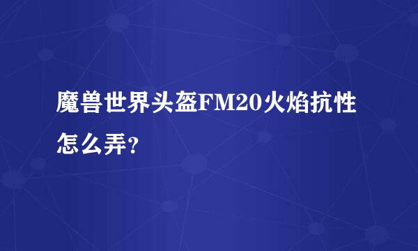 魔兽世界头盔FM20火焰抗性怎么弄？