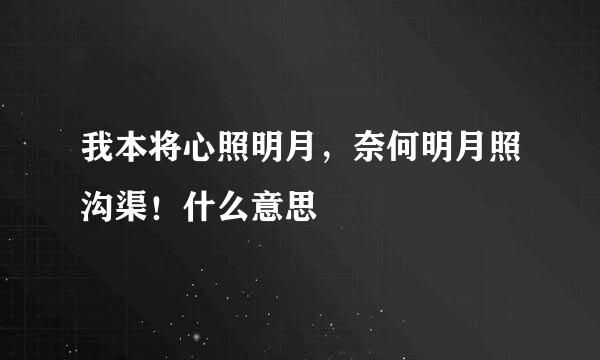 我本将心照明月，奈何明月照沟渠！什么意思