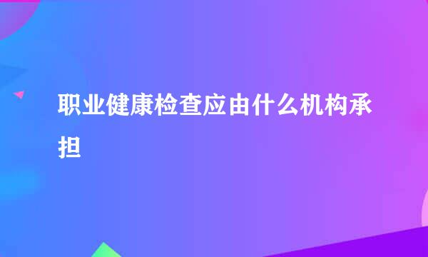 职业健康检查应由什么机构承担