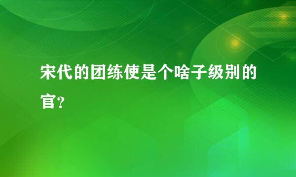 宋代的团练使是个啥子级别的官？