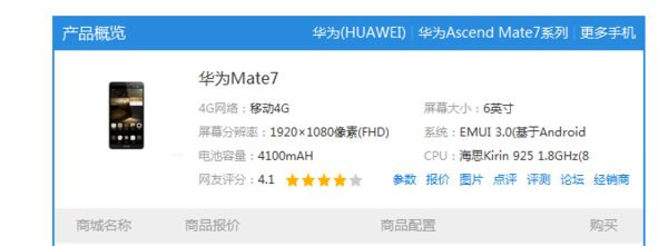 华为Mate7的参数