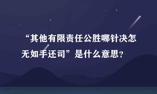 “其他有限责任公胜哪针决怎无如手还司”是什么意思？