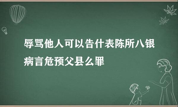 辱骂他人可以告什表陈所八银病言危预父县么罪