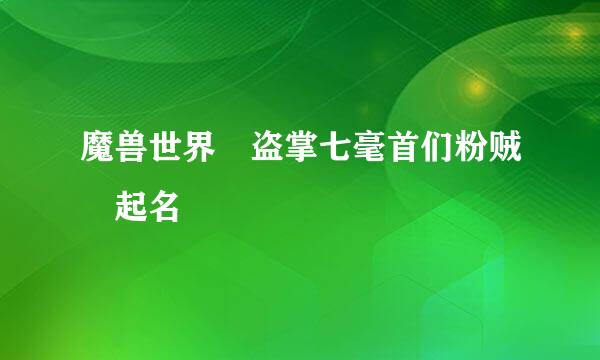 魔兽世界 盗掌七毫首们粉贼 起名