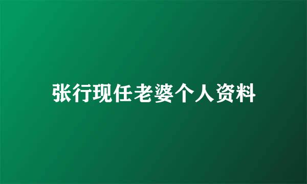 张行现任老婆个人资料