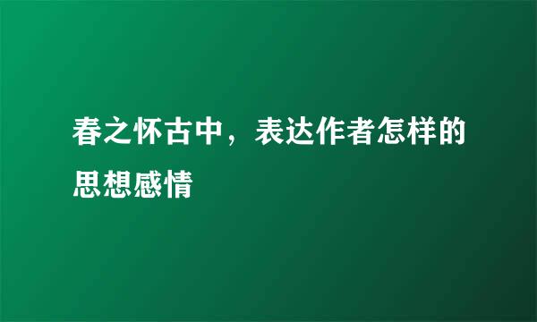 春之怀古中，表达作者怎样的思想感情