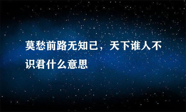 莫愁前路无知己，天下谁人不识君什么意思