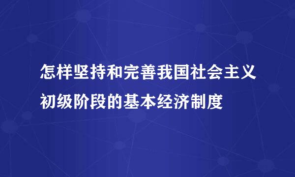 怎样坚持和完善我国社会主义初级阶段的基本经济制度