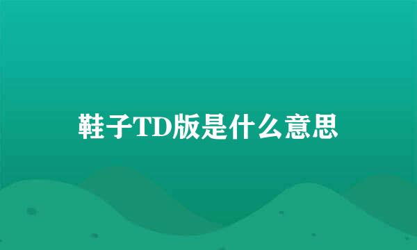 鞋子TD版是什么意思