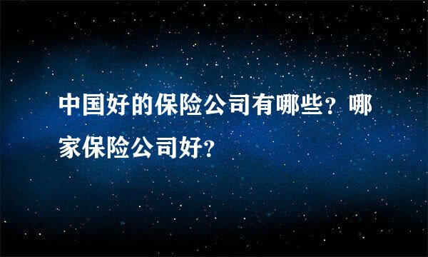 中国好的保险公司有哪些？哪家保险公司好？