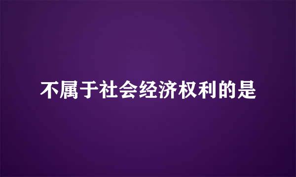 不属于社会经济权利的是