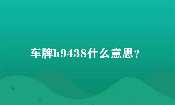 车牌h9438什么意思？