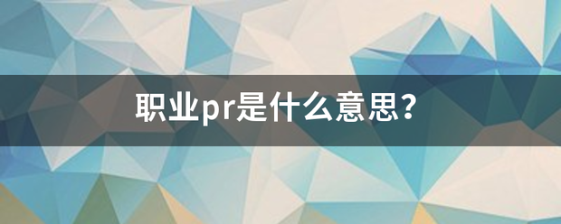 职业pr是什么意思？