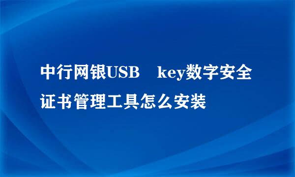 中行网银USB key数字安全证书管理工具怎么安装