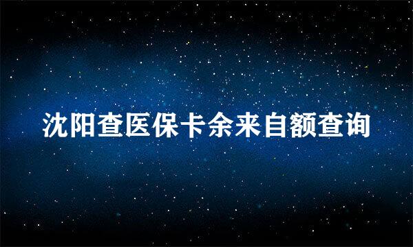 沈阳查医保卡余来自额查询