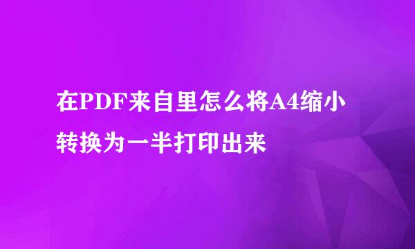 在PDF来自里怎么将A4缩小转换为一半打印出来