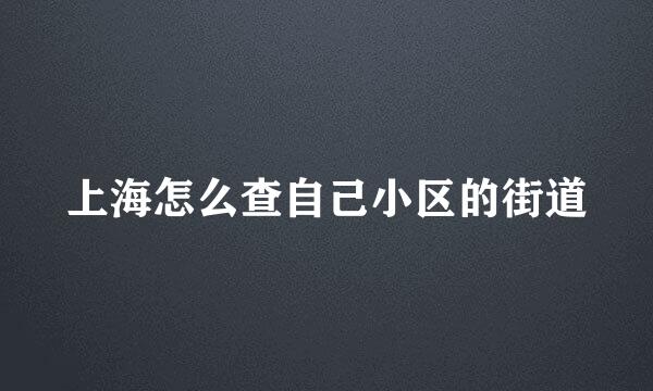 上海怎么查自己小区的街道