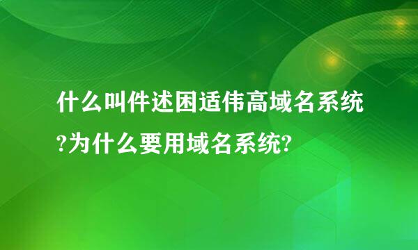 什么叫件述困适伟高域名系统?为什么要用域名系统?