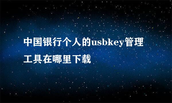 中国银行个人的usbkey管理工具在哪里下载