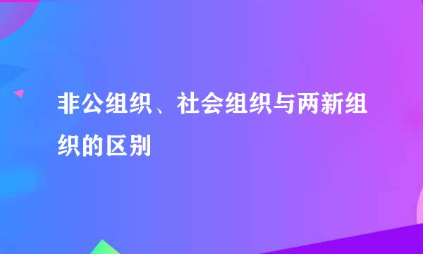 非公组织、社会组织与两新组织的区别