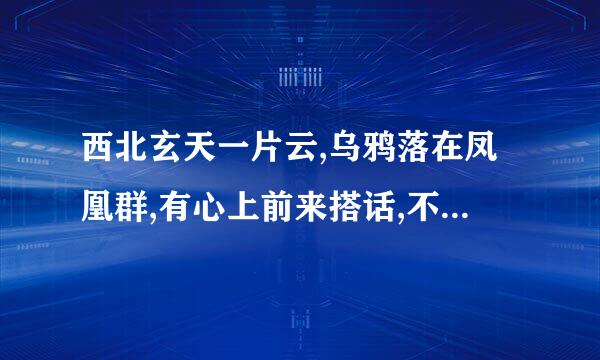 西北玄天一片云,乌鸦落在凤凰群,有心上前来搭话,不知哪是君来哪是臣下一句