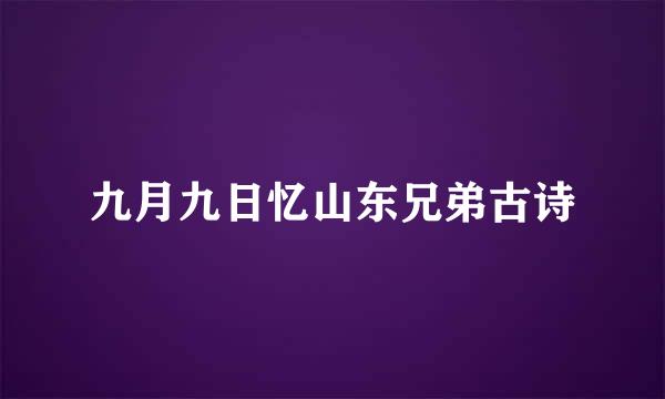 九月九日忆山东兄弟古诗