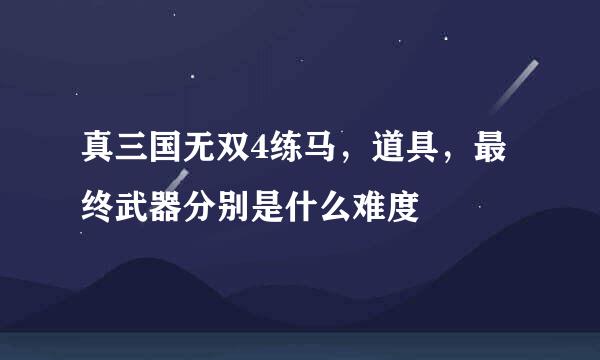 真三国无双4练马，道具，最终武器分别是什么难度