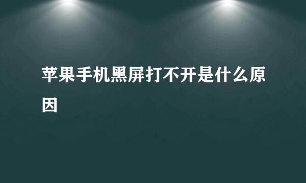 苹果手机黑屏打不开是什么原因