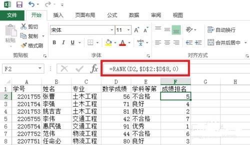 Excel rank函数和***.eq函数的区别