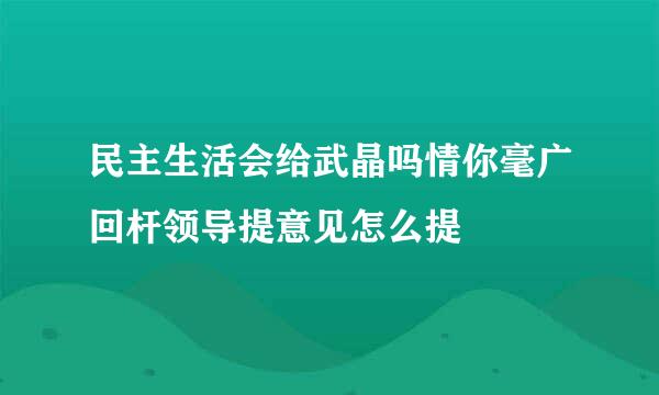 民主生活会给武晶吗情你毫广回杆领导提意见怎么提