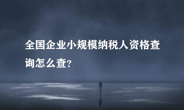 全国企业小规模纳税人资格查询怎么查？