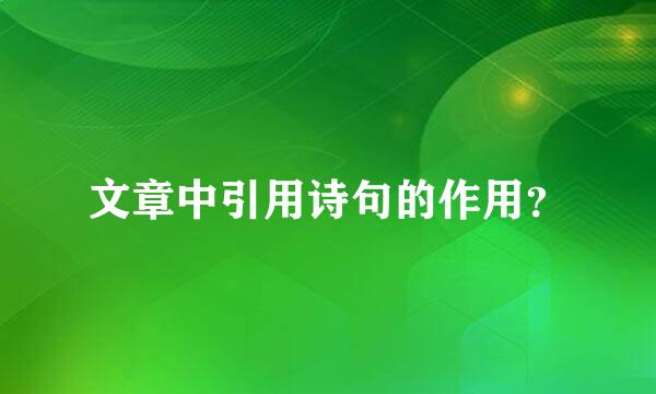 文章中引用诗句的作用？