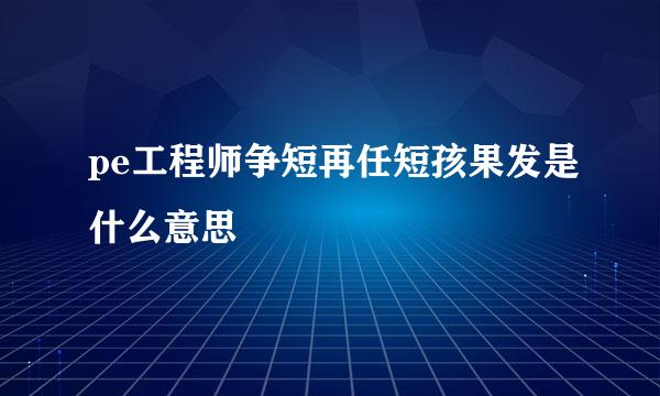 pe工程师争短再任短孩果发是什么意思