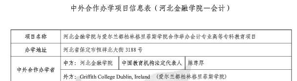 河北金融学院中外合作办学有什么专业？