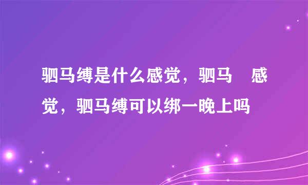 驷马缚是什么感觉，驷马 感觉，驷马缚可以绑一晚上吗